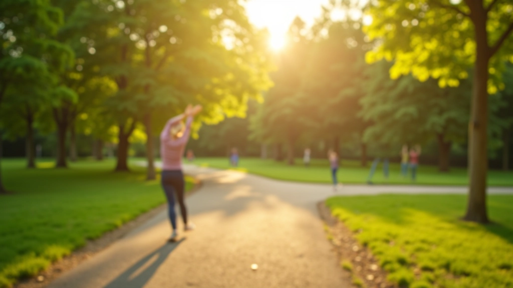 Senioru grupa parkā, saule spīd, zaļas lapas, veselīga atmosfēra